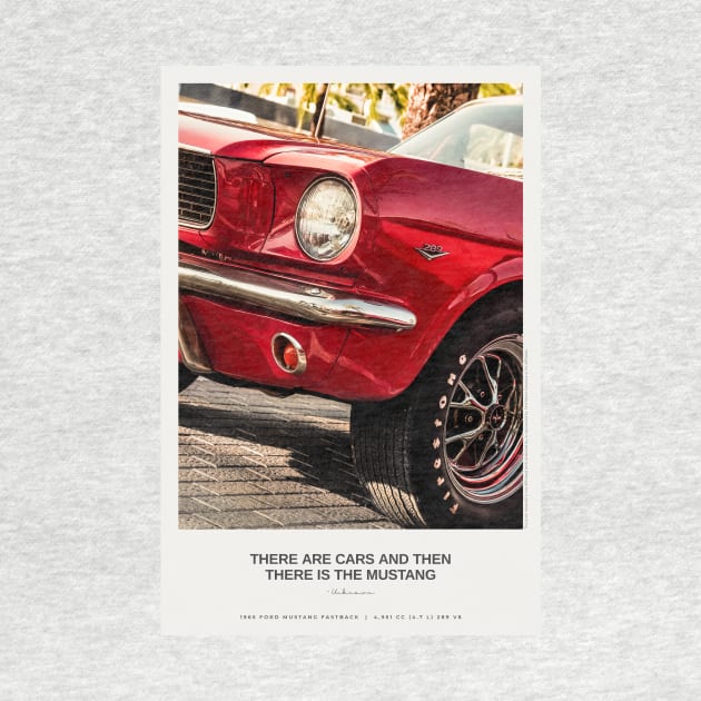 1965 Ford Mustang fastback photography with palms and quote by NicoMario